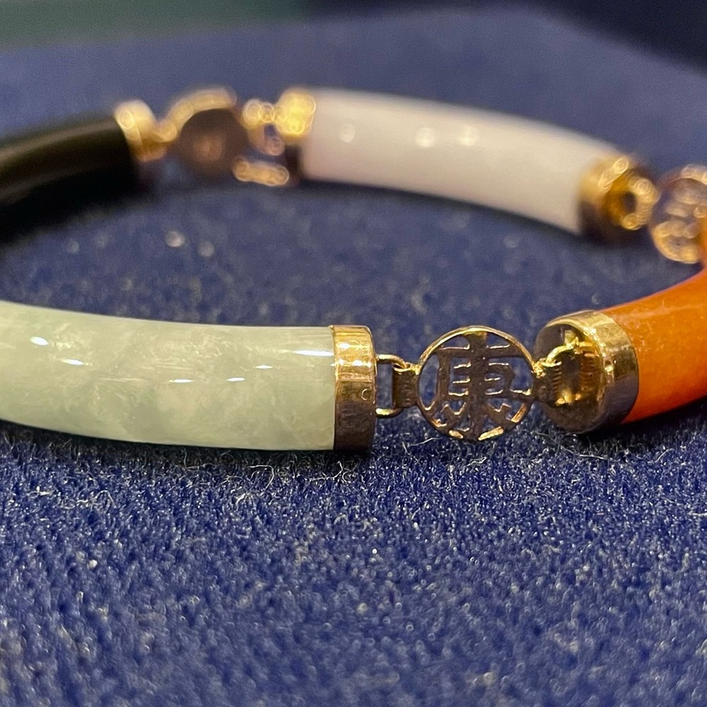 Vintage Lucky Jade Bracelet with 14k gold